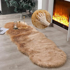linmopm Faux Fur Rug Sheepskin Shag Fluffy Fuzzy Beige 2x6 ft Runner Rugs - Image 5