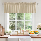 RYB HOME Short Kitchen Valances Faux Linen Blended 2 Panels Privacy Protect by RYBHOME
