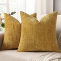 decorUhome Summer Mustard Yellow Chenille Throw Pillow Covers 18x18 Set of 2 by decorUhome
