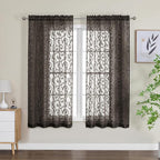 OWENIE Furman Chocolate Sheer Curtains 63 inch Length - Image 2