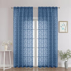Chyhomenyc Dusty Blue Sheer Curtains 90 Inch Length 2 Panels Set, Light by Chyhomenyc