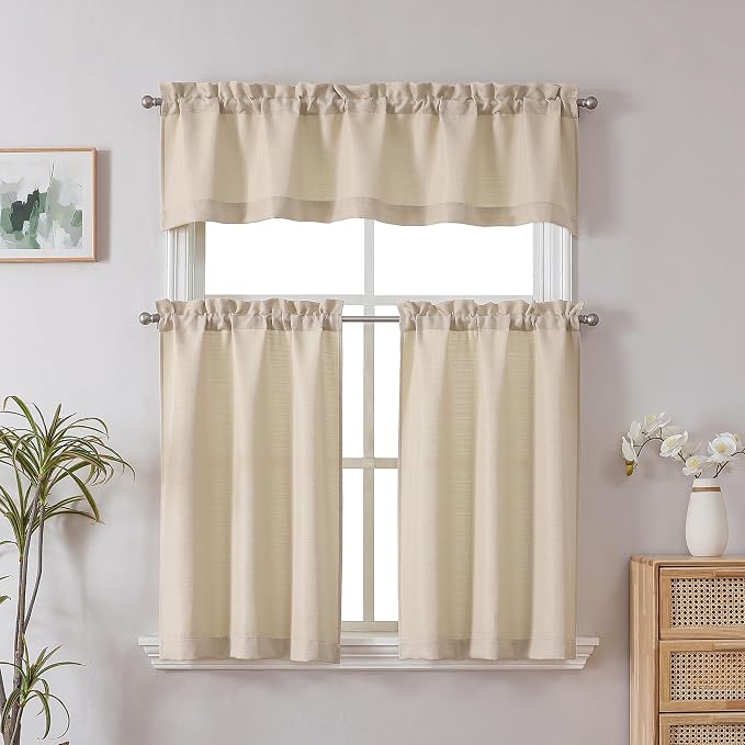 Chyhomenyc Valance for Windows, Light Filtering Faux Linen Decorative Small - Image 2