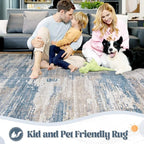 6x9 Area Rugs for Living Room, Washable Modern Abstract Large Area Rug Neutral - Image 3