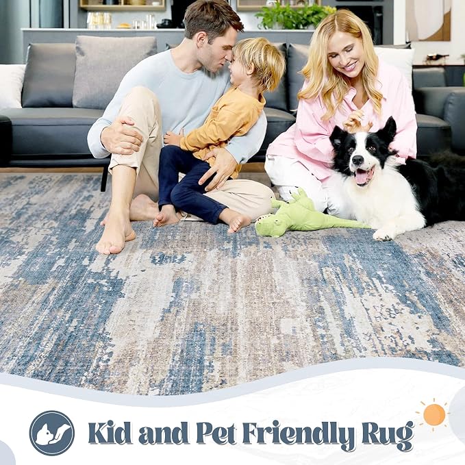 XLUEZ 8x10 Area Rugs for Living Room, Washable Modern Abstract Large Area Rug - Image 3