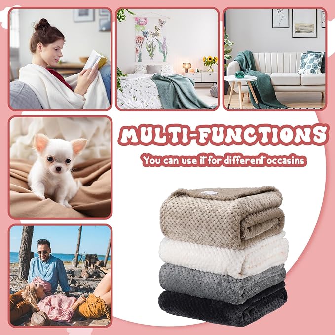 Newwiee 4 Pcs Flanne Fleece Throw Blanket - Image 7