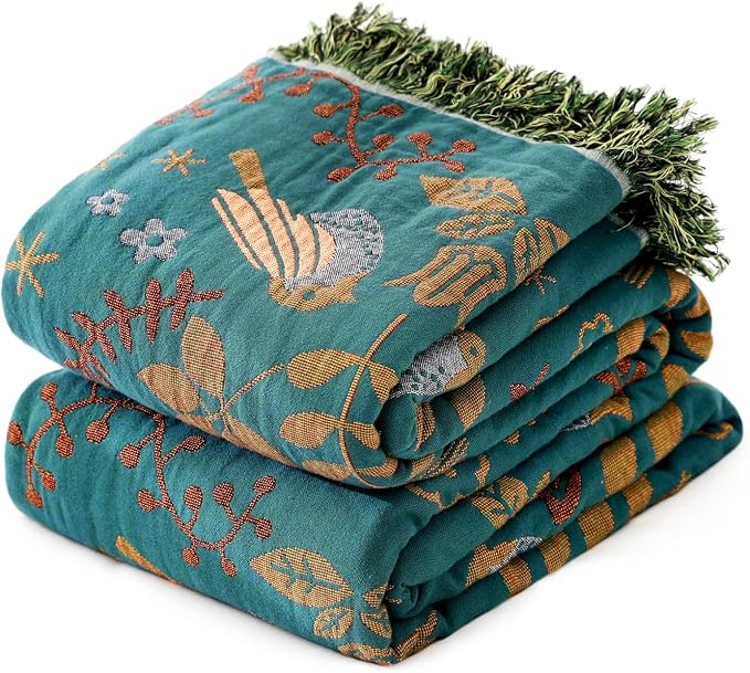 MSGKV Boho Throw Blanket 50"x60" Cotton Blanket by MSGKVHomeTextiles