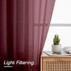 Simplebrand Red Sheer Curtains 84 Inches Long, Light Filtering Rod Pocket Solid - Image 3