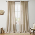 Taupe Burlywood Linen Curtains for Living Room 105 Inches Long Light Filtering by Nanspring