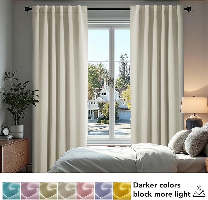 Deconovo Blackout Curtains, Thermal Insulated, W52 x L95 2 Panels, Back Tab - Image 4