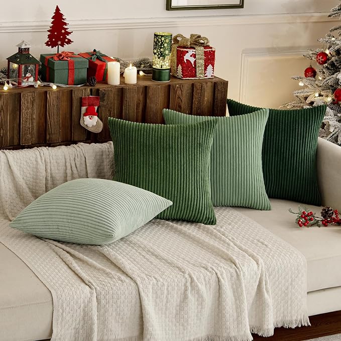 MIULEE Boho Farmhouse Sage Green Throw Pillow Covers 18x18 Inch Set of 4 - Image 8