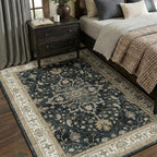Area Rugs 5'x7' Washable Non-Slip, Floral Vintage Distress Print Pattern - Image 3