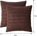 Pack of 2 Corduroy Decorative Throw Pillow Covers 18x18 InchSoft Boho Striped - Image 4