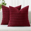 MIULEE Pack of 2 Burgundy Corduroy Decorative Pillow Covers 18x18 Inch Soft by MIULEE