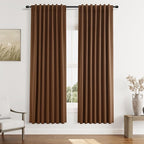 Guken Caramel Brown 100% Blackout Linen Curtains 72 Inch Length 2 Panels Set by Guken