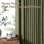MIULEE Olive Green Pinch Pleated Thick Linen Curtains 108 Inches Long 2 Panels - Image 7