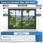 Black Curtain Rods for Windows 66-184 Inch Heavy Duty Wrap Around Blackout - Image 9