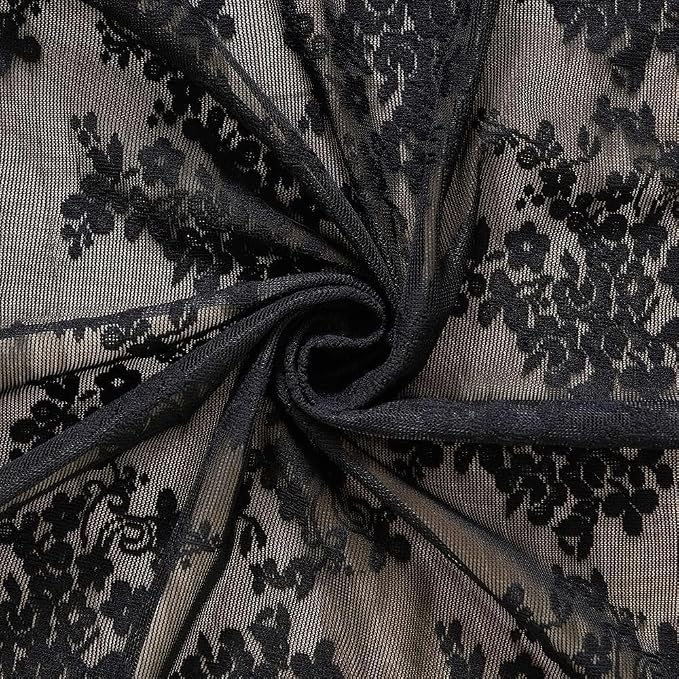 YJ YANJUN Vintage Lace Curtains 24 inch Length Set of 2 Victorian Gothic Short - Image 4