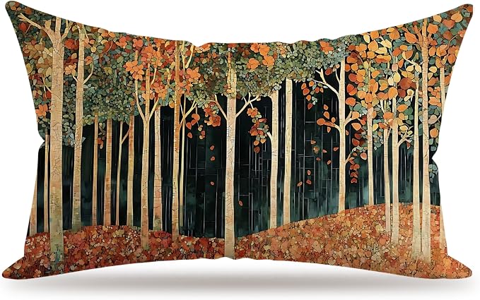 Rustic William Morris Inspired Autumn Forest Decor Pillow Covers 18x18 by Unknown