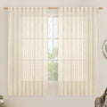 LAMIT Beige Linen Curtains 63 inches Long, Light Filtering Linen Textured Semi by LAMIT