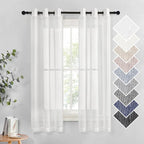 NICETOWN Linen Sheer Curtains Flax Texture by NICETOWN