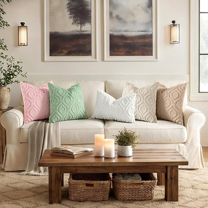 decorUhome Throw Pillow Covers 12x12 Inch Set of 2, Soft Plush Decorative Faux - Image 4