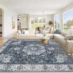 Area Rug 9x12 Washable Rug, Vintage Boho Medallion Rugs Non-Slip Soft Low Pile by VECARF