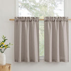 RYB HOME Cafe Curtains 24 inches Length, Linen Sheer Short Curtains by RYBHOME