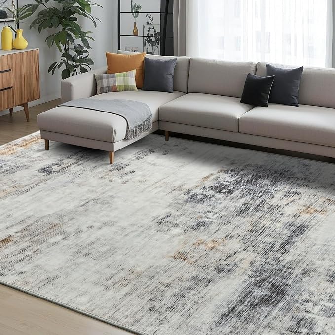 Toneed Abstract Area Rug 5x8 Modern Washable Rug Soft Non Slip Rug Low Pile - Image 2