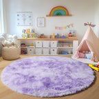ONASAR Tie-Dyed Purple Round Area Rug 4ft, Soft Bedroom Circle Rugs Floor Mats - Image 5