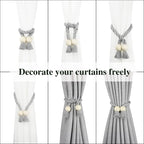 2 Pack Magnetic Curtain Tiebacks Cotton Hand Woven Tie Back Decorative Rope - Image 5