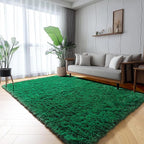 ONASAR Dark Green Area Rugs for Living Room Bedroom, 5x8 Fluffy Shaggy Large Rug by ONASAR