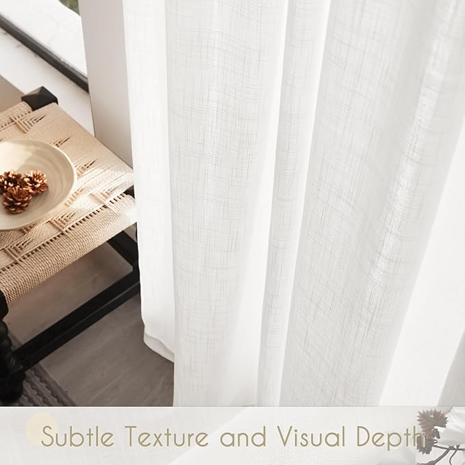 White Linen Curtains 90 inch Length - Image 4