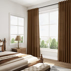 Tobacco Brown Linen Curtains 102 Inches Rod Pocket Back Tab Drapes 2 Panels Set - Image 7