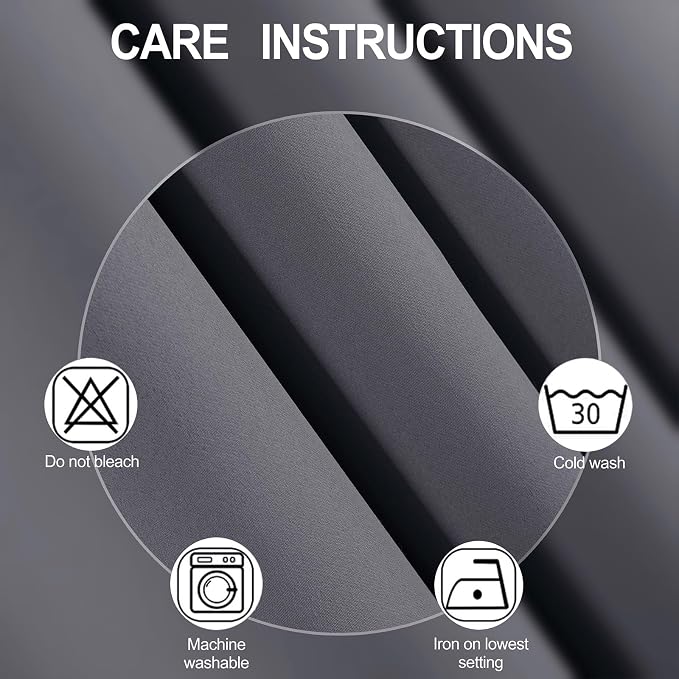 LEMOMO Grey Blackout Curtains 42 x 72 Inch Length/Set of 2 Curtain - Image 4