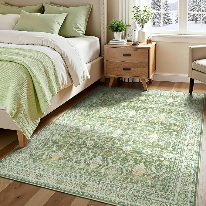Lofus 6x9 Area Rug for Living Room, Light Green Washable Area Rugs - Image 4