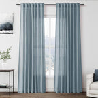 Nanspring Light Blue Linen Curtains 84 Inch Length 2 Panels Set by Nanspring
