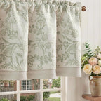 jinchan Linen Valance Curtain Farmhouse Floral Printed Small Window Curtain by JINCHAN