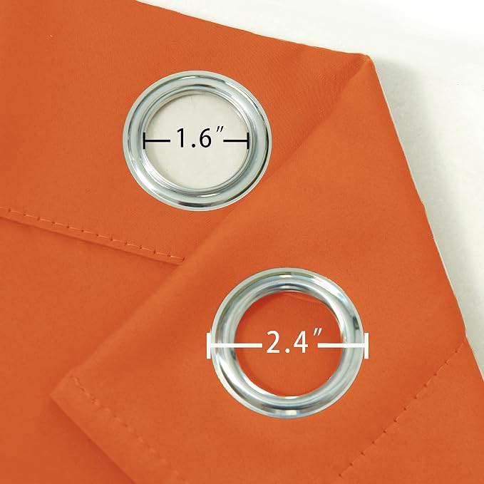 LEMOMO Orange Blackout Curtains 42 x 63 Inch Length/Set of 2 Curtain - Image 4