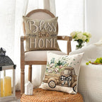 AVOIN colorlife Bless Our Home Sweet Home Farmhouse Eucalyptus Leaves Throw - Image 3
