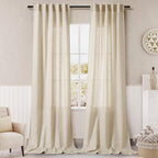 Beige Linen Curtain 96 inches Long by Nanspring