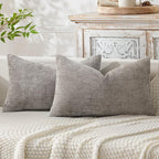 MIULEE Pack of 2 Lumbar Couch Throw Pillow Covers 20x12 Inch Light Gray Modern by MIULEE