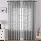 Lecloud Leia Charcoal Grey Sheer Curtains 120 Inches Long 2 Panels, Jacquard by Lecloud