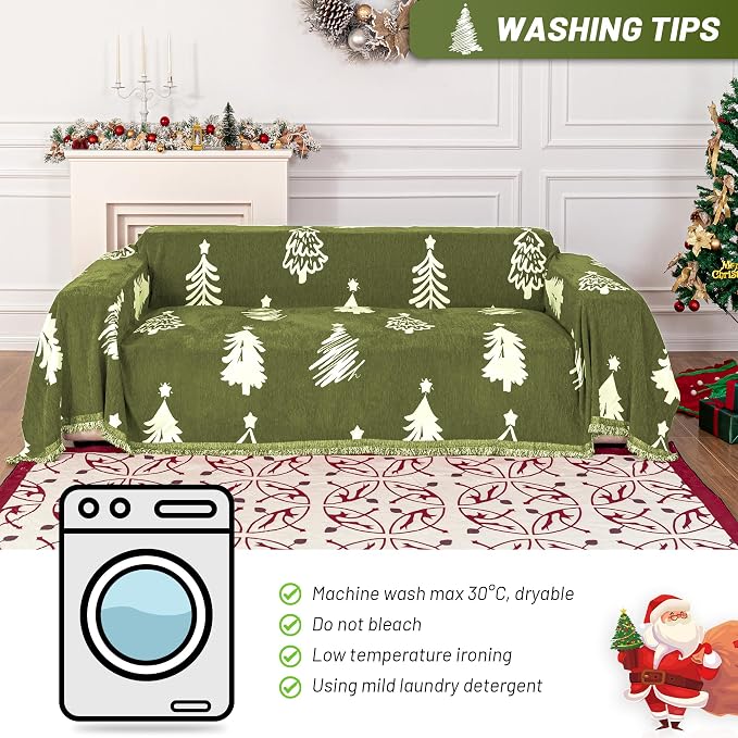 MYSKY HOME 71"X118" Loveseat Christmas Couch Cover, Sectional Sofa Covers Sofa - Image 5
