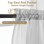 Chyhomenyc Light Grey Sheer Curtains 63 Inch Length 2 Panels, Light Filtering - Image 4