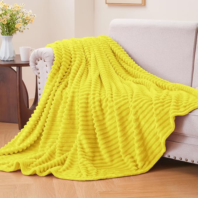 BEDELITE Fleece Blanket Twin Size – 3D Ribbed Jacquard Soft and Warm Decorative - Image 2