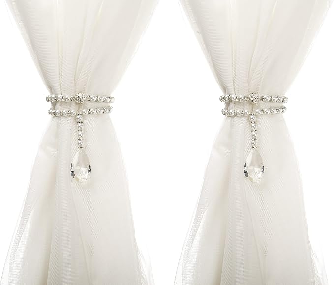 SUQ I OME 1 Pair of Luxury Pearl Beaded Magnetic Curtain Tieback and Holdback - Image 7