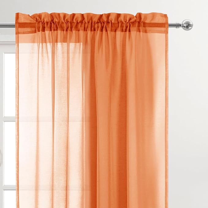 DWCN Sheer Curtains 54 inch Length 2 Panels Set, W52 x L54 - Image 2