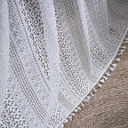 WAZZIO Boho Lace Curtains 72 Inches 2 Panel, Light Filtering Privacy Tassel & - Image 7
