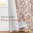 jinchan Lined Linen Blend Curtain Floral Curtains - Image 5