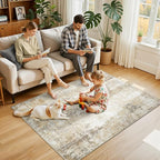 Washable Area Rugs 4'x6' Non-Slip Modern Abstract Soft - Image 2